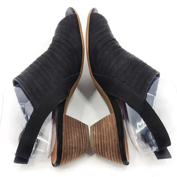 PAUL GREEN Cheri Black Nubuck Leather Slingback Sandals Heel - Picture 6 of 13